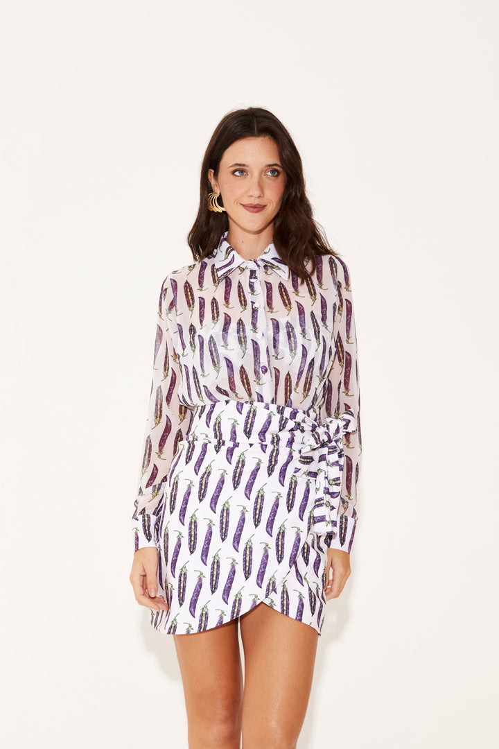 Camisa Classic Ervilhas Fundo Branco