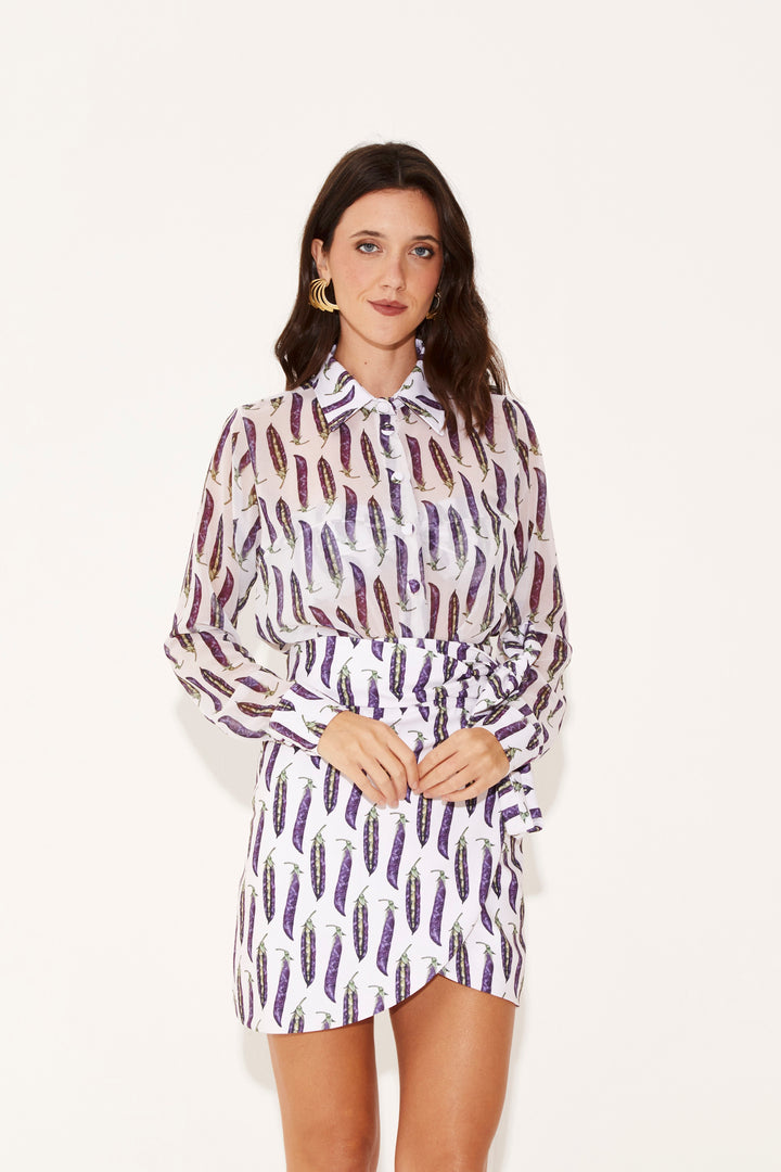 Camisa Classic Ervilhas Fundo Branco