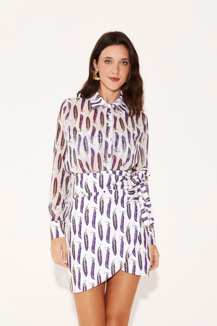 Camisa Classic Ervilhas Fundo Branco