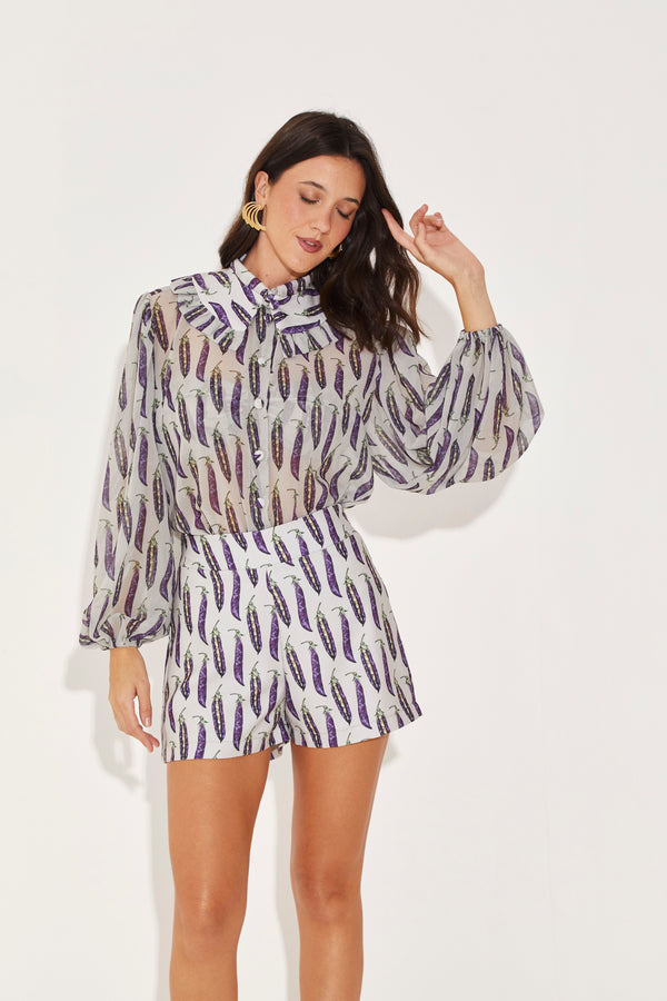 Camisa Antonia Ervilhas Fundo Menta
