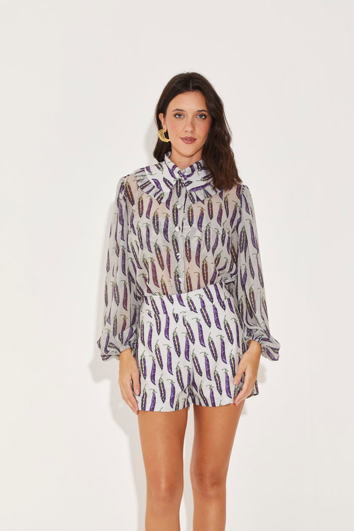 Camisa Antonia Ervilhas Fundo Menta