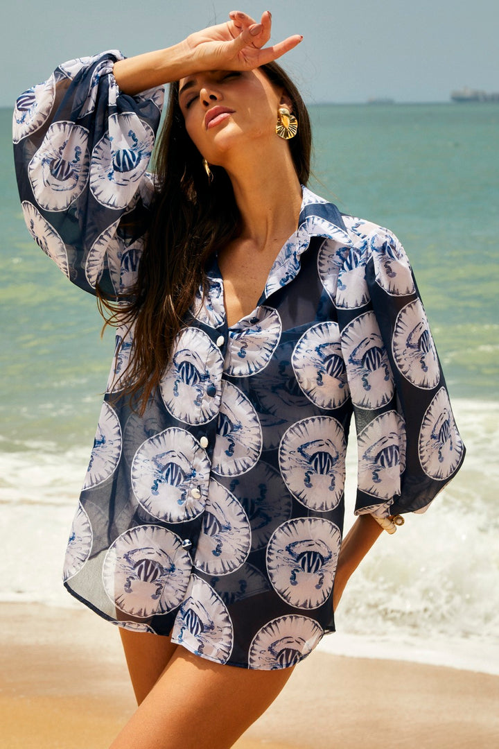 Camisa Classic Navy Crab Porcelain