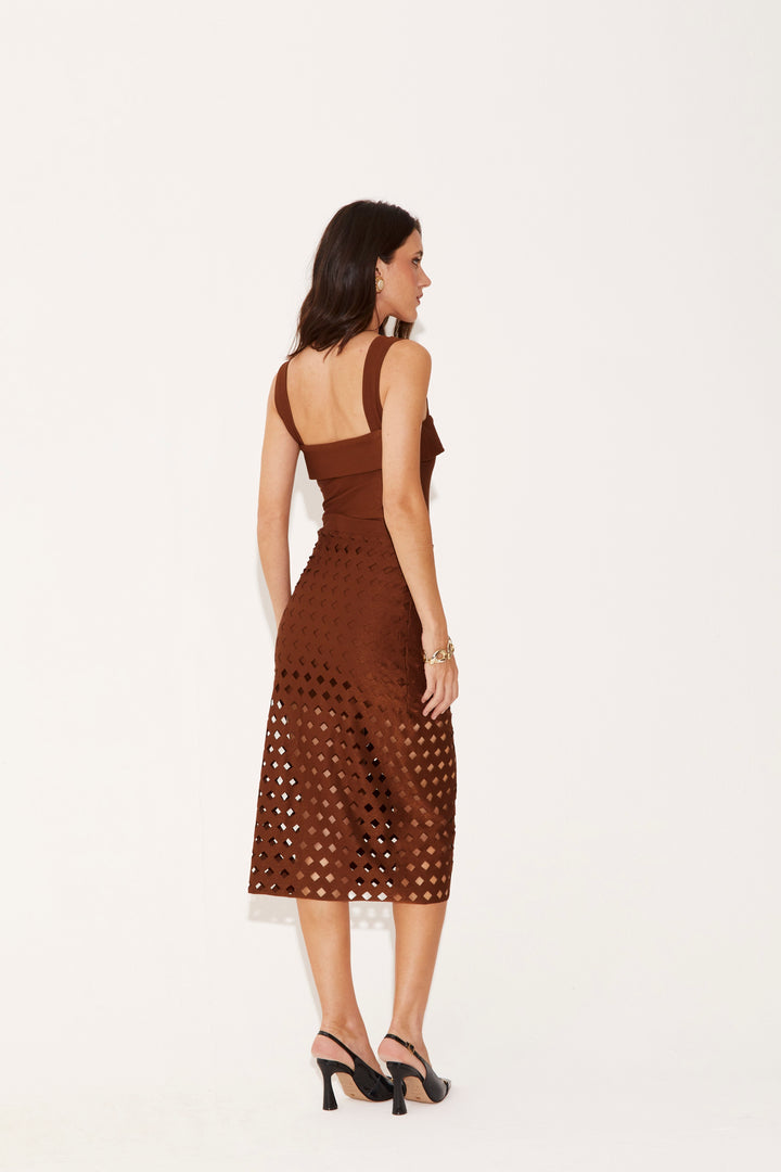 Saia Midi laser Coffee Brown