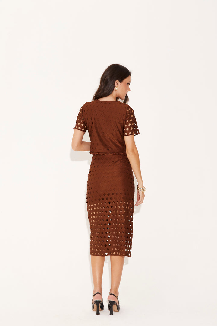 Saia Midi laser Coffee Brown