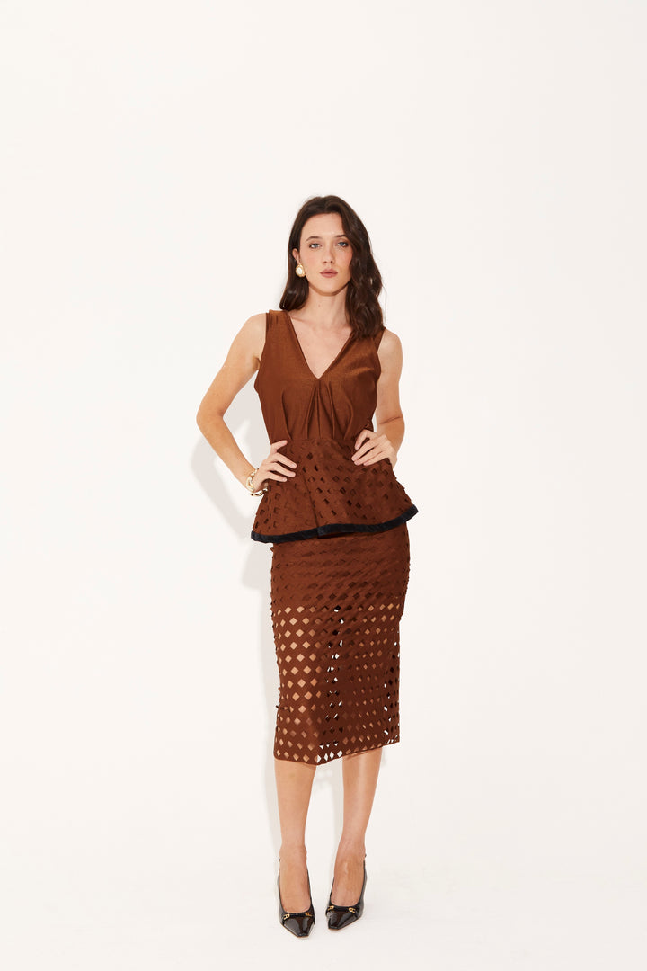 Saia Midi laser Coffee Brown