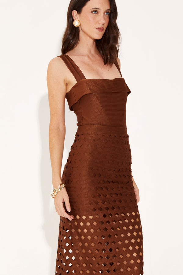 Saia Midi laser Coffee Brown