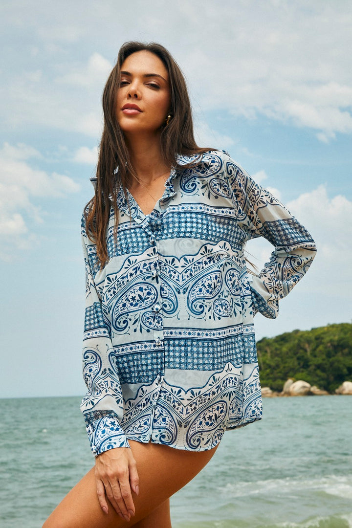 Camisa Antônia Blue Special Paisley