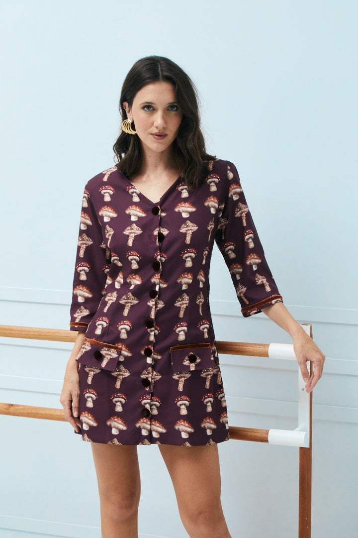 Vestido Cami  Cogumelo Vinho