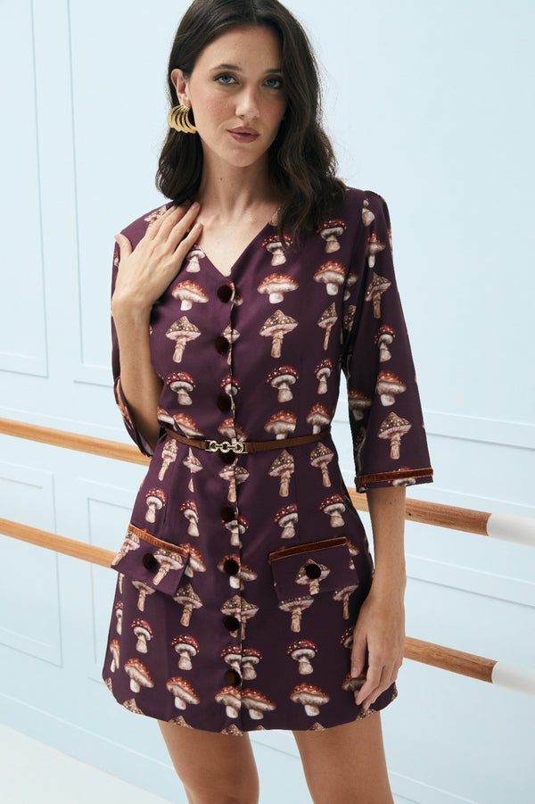 Vestido Cami  Cogumelo Vinho