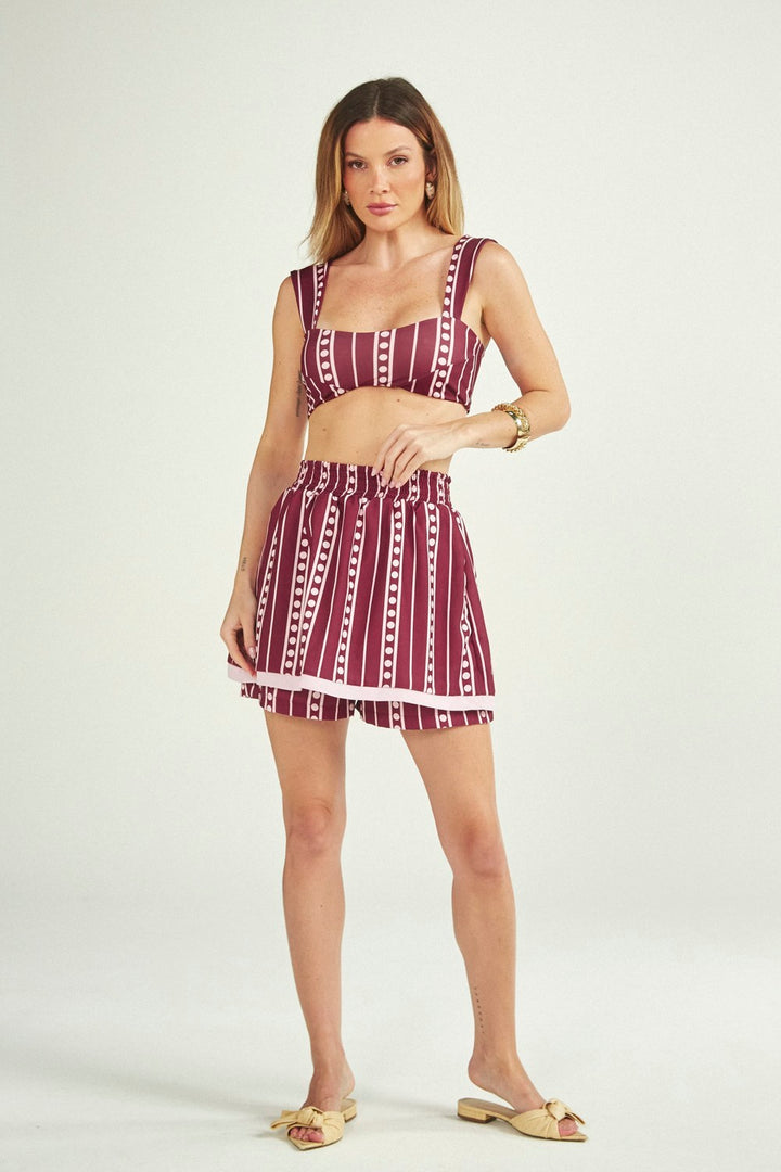 Short Saia Emily Wine Stripes