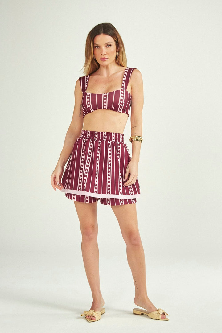 Short Saia Emily Wine Stripes