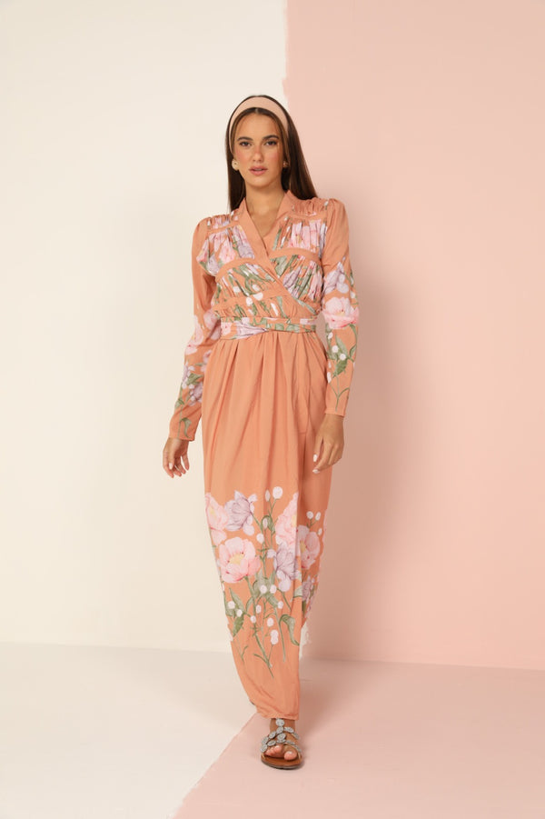 Kaftan Merlot Granny Flowers
